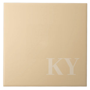 Carreau de céramique souvenir - Initiales, Beige