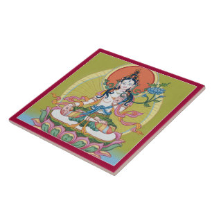 CARREAU DE CÉRAMIQUE - Tara blanc - Bouddha de la