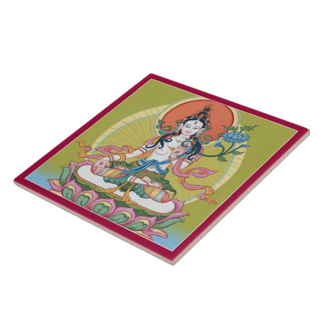 CARREAU DE CÉRAMIQUE - Tara blanc - Bouddha de la (Côté)
