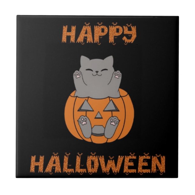 Carreau de chat d'Halloween (Devant)