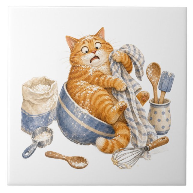Carreau de cuisine chat drôle (Devant)
