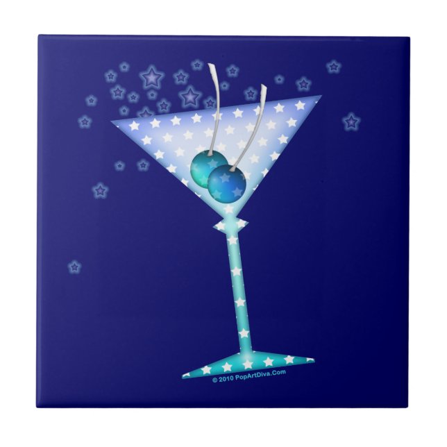 Carreau de dessous de verre BLUE MARTINI (Devant)