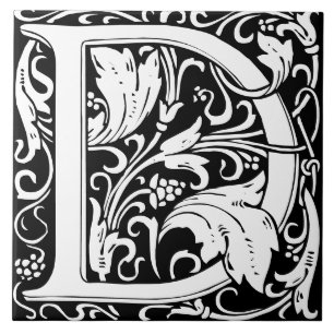 Carreau de lettre D monogramme d'alphabet floral