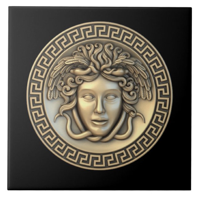 Carreau de mur designer Gold Medusa "Le Nouveau Co (Devant)