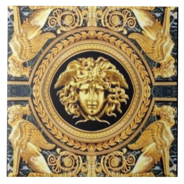 Carreau de mur Méduse et Sphinge en or (Devant)