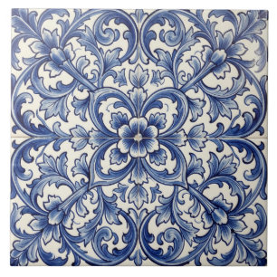 carreau de porto bleu fleurissant