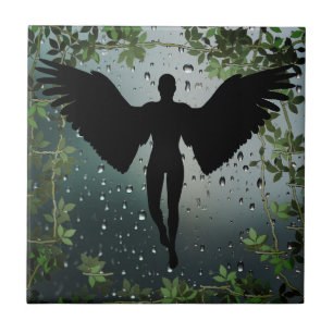 Carreau de silhouettes d'ange de verre de lierre p