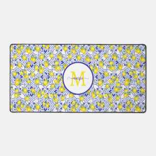 Carreau de style provençal bleu citron avec monogr