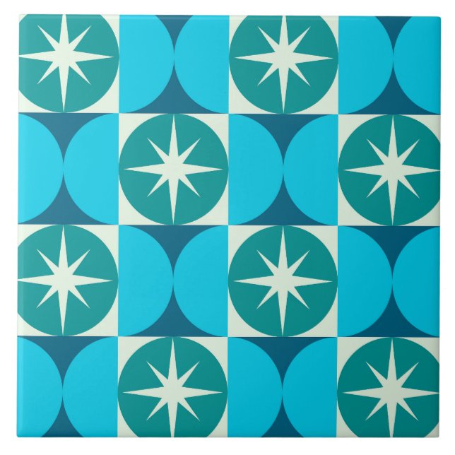 Carreau Début du milieu du siècle sur les cercles Turquois (Devant)