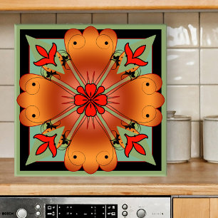 Carreau Déco Cuisine florale artistique ou carrelage de sa