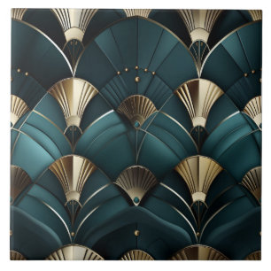 Carreau Déco or et bleu, ventilateur Art déco