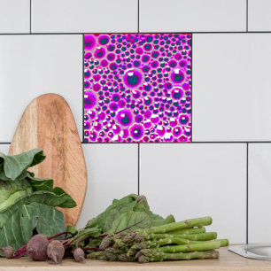 Carreau Décor 4" brillant de tuile Bulle en magenta