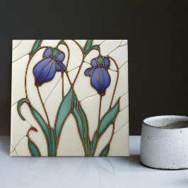 Carreau Décor bleu Crocus Décor Art Nouveau Art Déco Ceram
