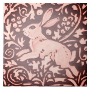 Carreau Décor de bois en fleurs de lapin rose de Bourgogne