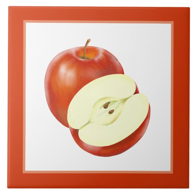 Carreau décor de cuisine aux pommes rouges mignonnes (Devant)