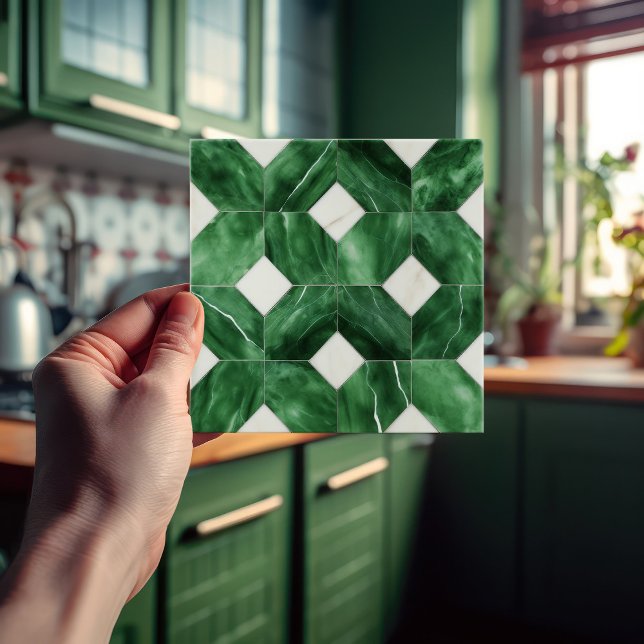 Carreau Décor de mur vert émeraude Mosaïque Art Nouveau (Créateur téléchargé)