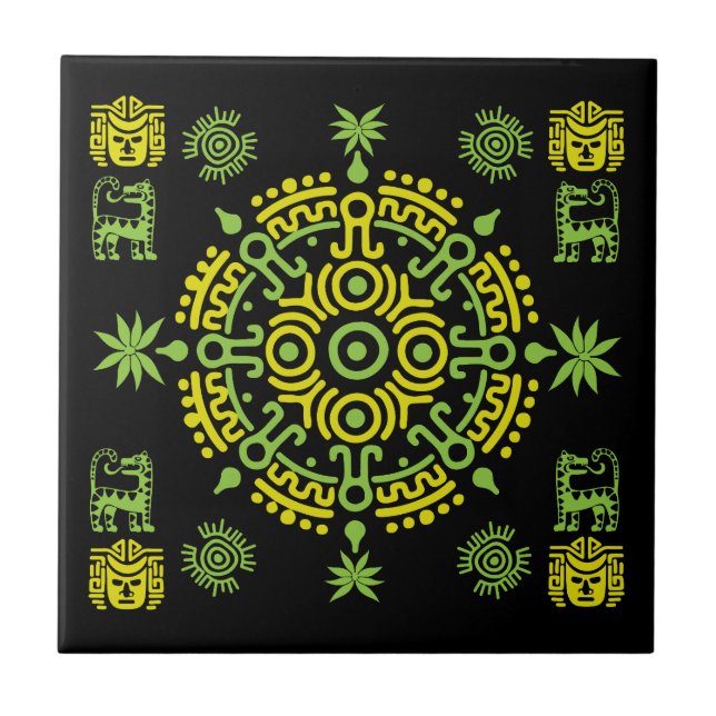 Carreau Décor d'origine artistique aztèque mexicaine (Devant)