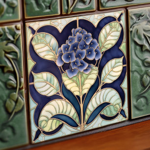 Carreau Décor Floral Art Déco Hydrangea Art Nouveau