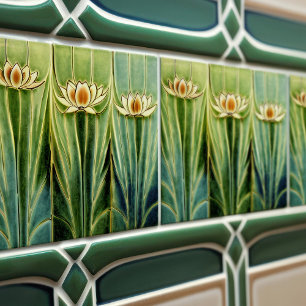 Carreau Décor floral Art Déco nénuphar Art Nouveau