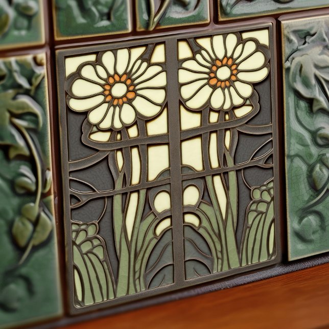 Carreau Décor Floral Art Déco Primrose Art Nouveau (Créateur téléchargé)
