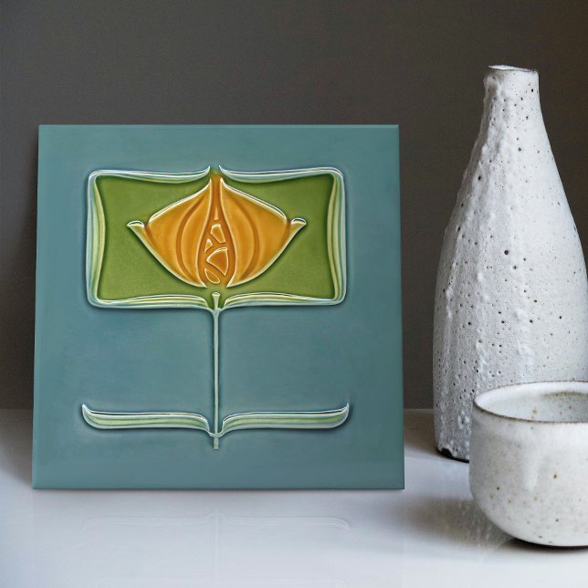 Carreau Décor floral Art Nouveau Cer Abstrait Vintage (Créateur téléchargé)