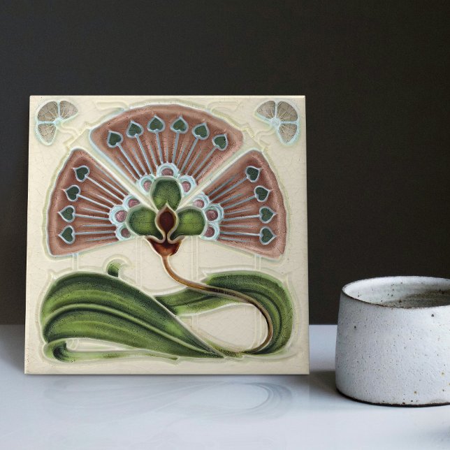 Carreau Décor floral Art Nouveau Déco Vintage (Créateur téléchargé)