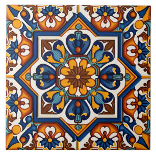 Carreau Décor méditerranéen espagnol traditionnel