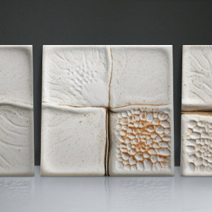 Carreau Décor minimaliste blanc verni Faux Relief