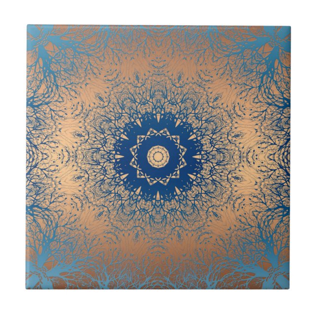 Carreau Décor ornemental arabe en soie de bronze brun dégr (Devant)