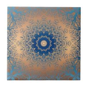 Carreau Décor ornemental arabe en soie en bronze brun de