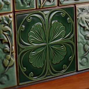 Carreau Décor vert Emerald Mur Art Nouveau Ceram