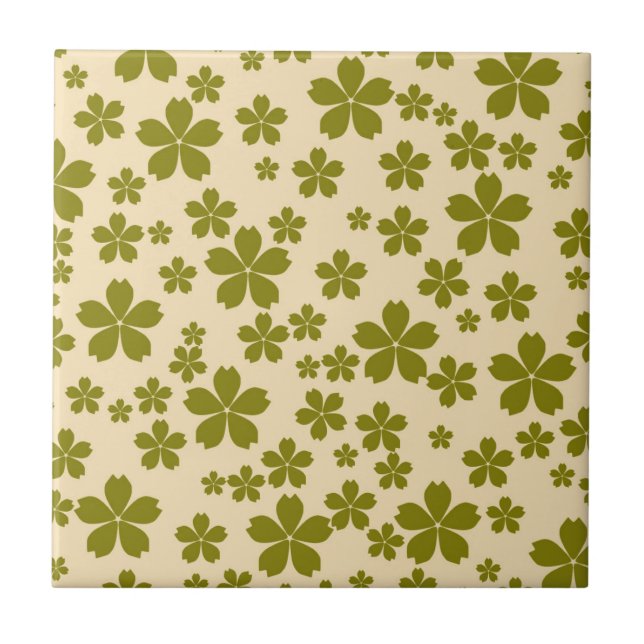 Carreau Décor vert Gras Y2K Fleur sauvage vibrant (Devant)