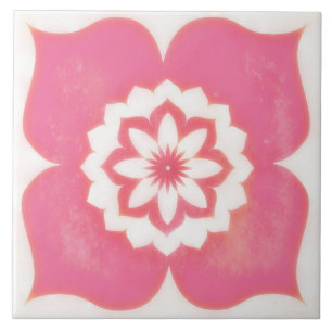 Carreau décoratif carré symbole fleur rose