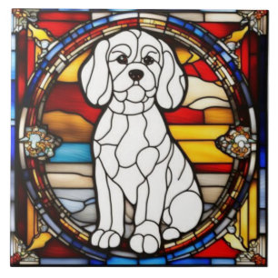 Carreau décoratif de chien maltais mignon