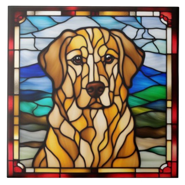 Carreau décoratif de Golden Retriever mignon (Devant)