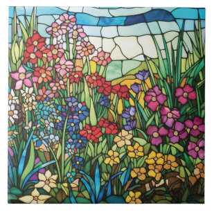 Carreau décoratif de jardin de fleurs sauvages en
