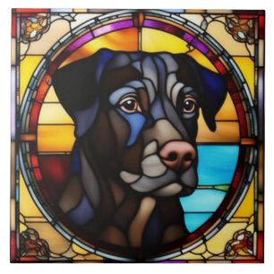 Carreau décoratif Labrador noir mignon