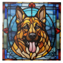 Carreau décoratif mignon de Berger Allemand