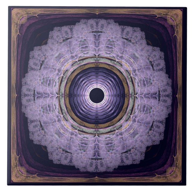 Carreau Décoration fractale ronde bleue (Devant)