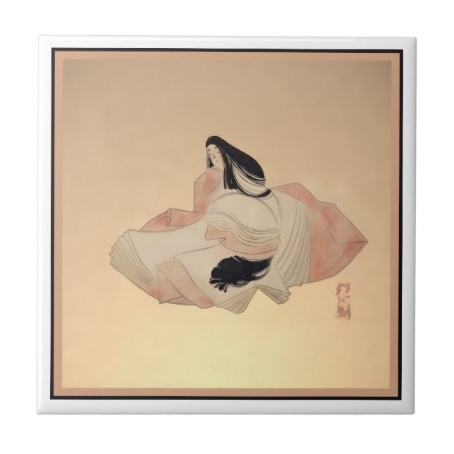 Carreau Decorative Tile with Ancient Japanese Print (Devant)