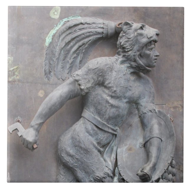 Carreau Découpage en pierre de guerrier aztèque (Devant)