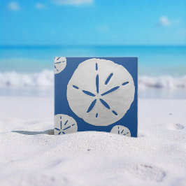 Carreau Deep Blue & White Tropical Beach Sand Dollar
