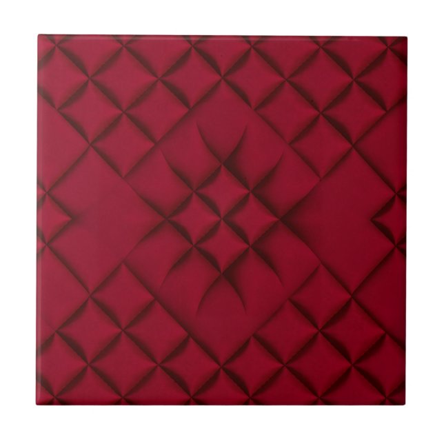 Carreau Deep Red Quilted Leather Pattern (Devant)