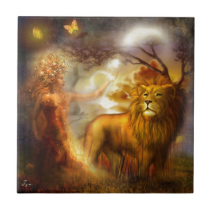 Carreau Déesse de nuit et Lion