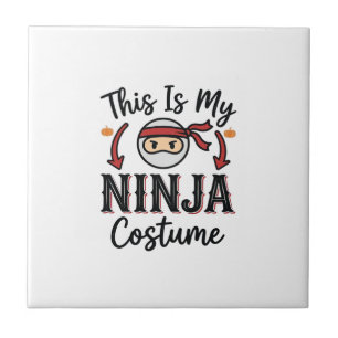 Carreau Déguisement de ninja drôle Design vectoriel Hallow
