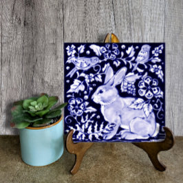 Carreau Delft Blue Bunny Lapin Oiseau Dedham élégant rusti