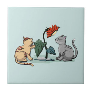 Carreau Délice d'été des chatons vert mousse de mer