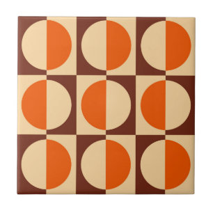 Carreau Demi-Carré géométrique rétro et Motif circulaire