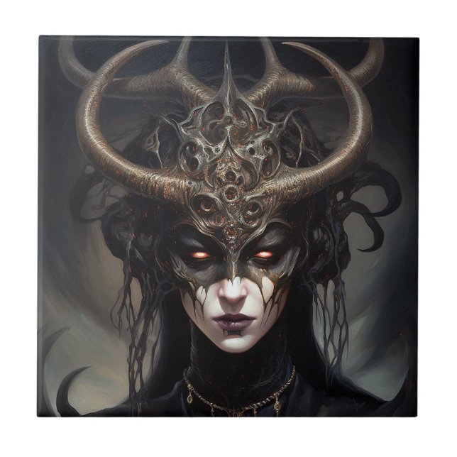 Carreau Demon Woman Queen Dark Imaginaire Art (Devant)