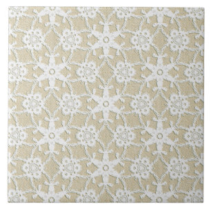 Carreau Dentelle antique - blanc et beige